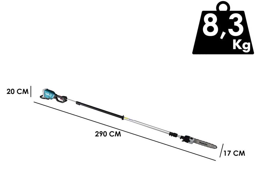 Makita DUA301Z — Perche élagueuse à batterie 36V télescopique 3,80 m