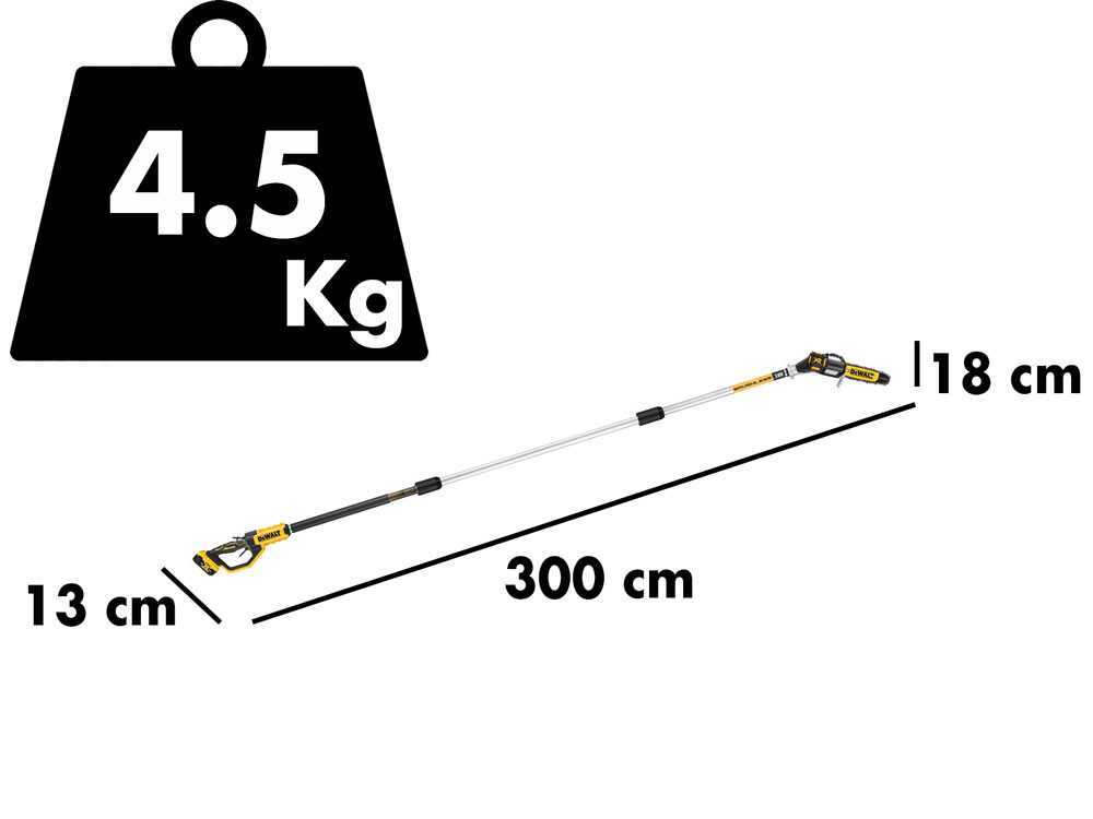 DeWalt DCMPS567P1-QW — Perche élagueuse à batterie 18V rallongeable