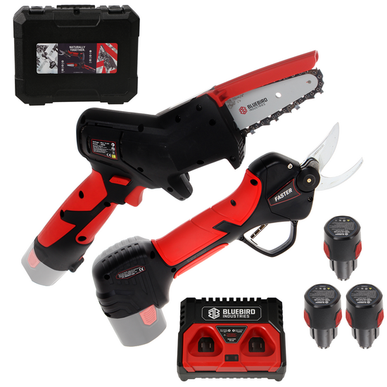 Blue Bird CS 22-04 & PS 23-25 Faster — Kit élagueuse et sécateur à batterie