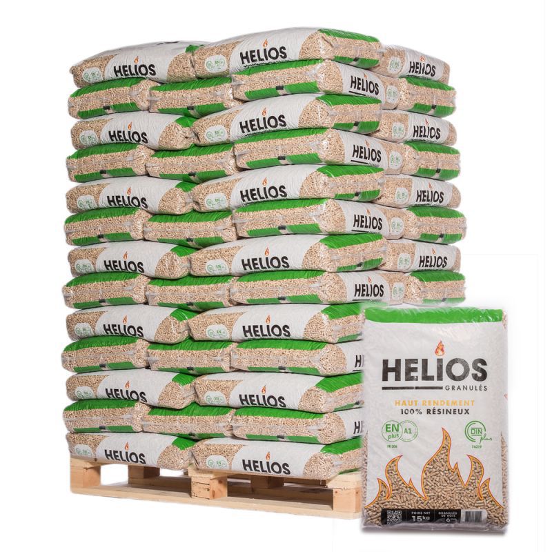 Granulés Pellet Helios DIN Plus / EN Plus A1 — palette de 65 sacs (975 kg)