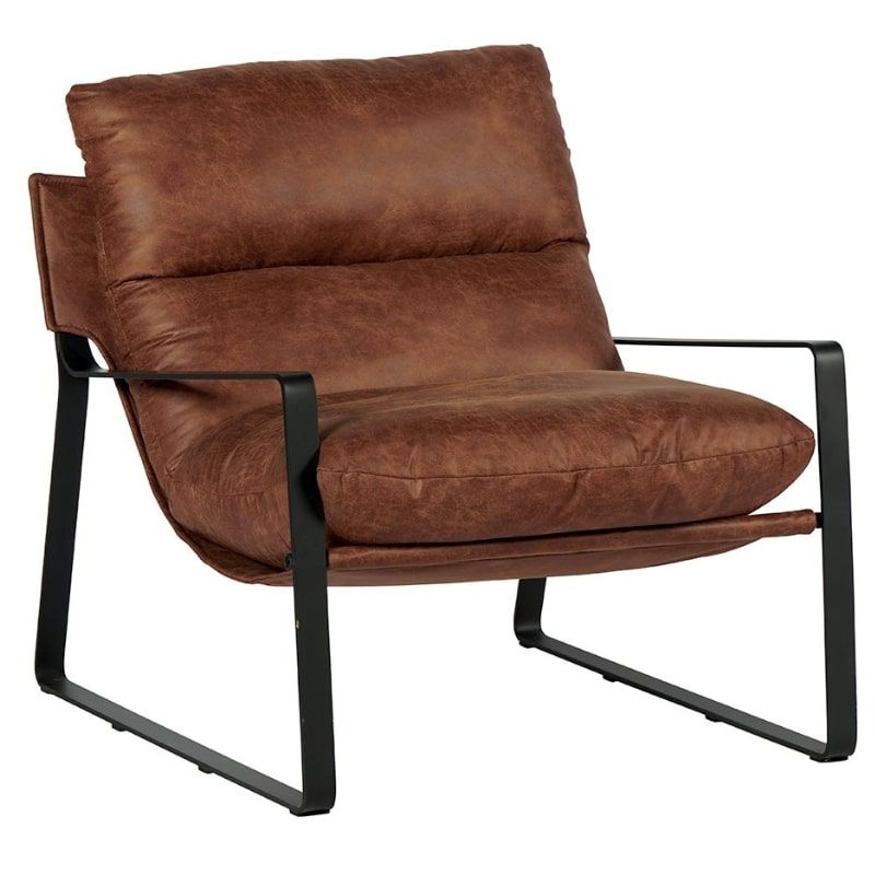 Fauteuil confort vintage tissu et métal CHESTER 80 cm