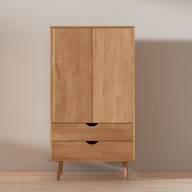 Petite armoire scandinave chêne massif huilé OSLO h 145 cm