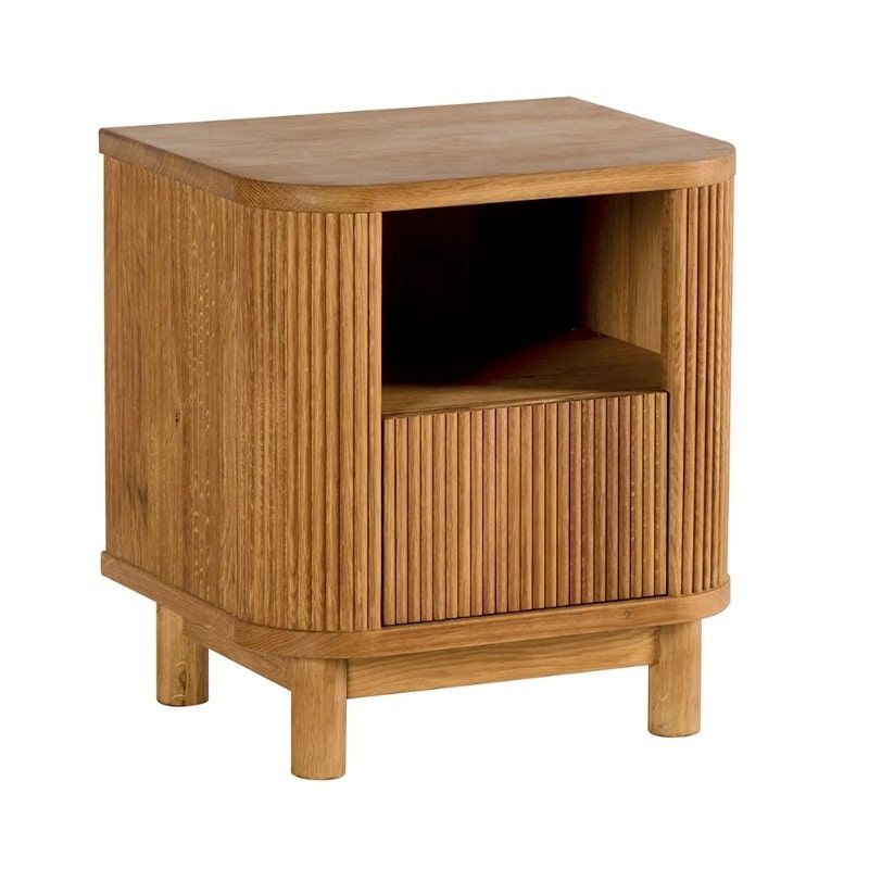 Chevet moderne chêne massif cannelé HOUSTON 50 cm