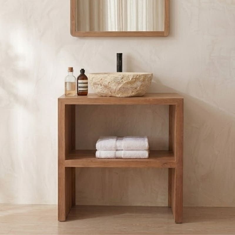 Meuble salle de bain teck massif GARIS 60 cm